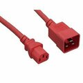 Swe-Tech 3C Server Power Extension Cord, Red, C20 to C13, 14AWG/3C, 15 Amp, 4 foot FWT10W2-04204RD